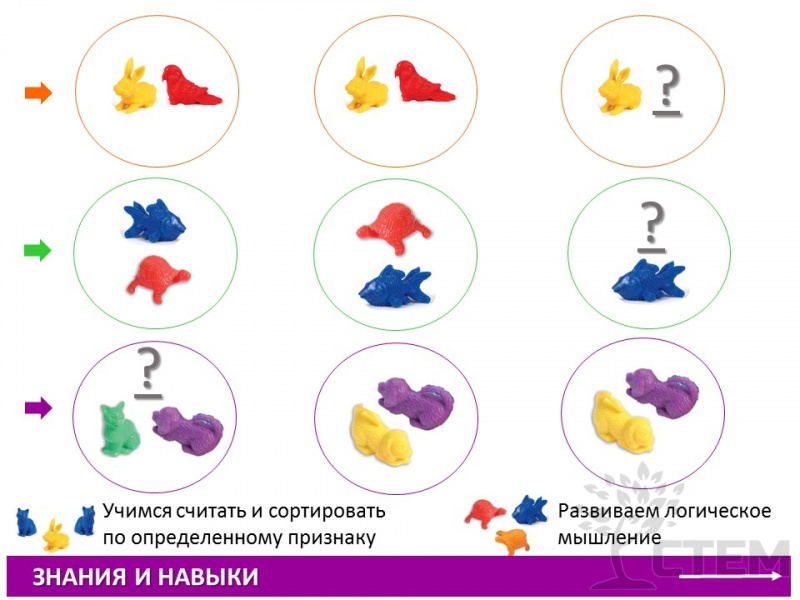 Материал счетный фигурки "Питомцы" (72 шт., 6 видов, 6 цветов)